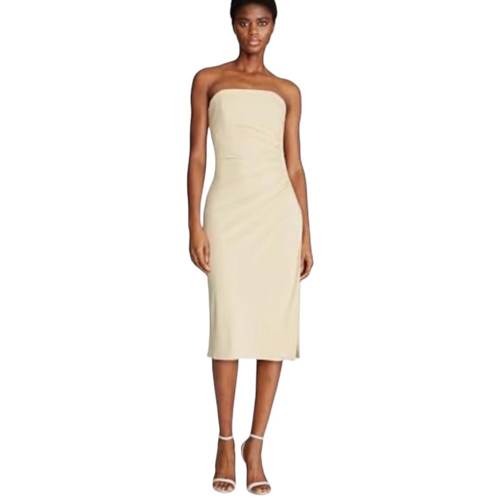 Halston | Myra Strapless Dress In Cream, Size 4 Nwt